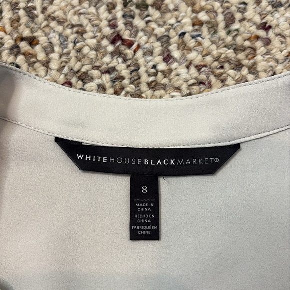 White House Black Market Gray Wrap Bubble Front Blouse with Tiny Studs. Size 8 - Picture 4 of 13